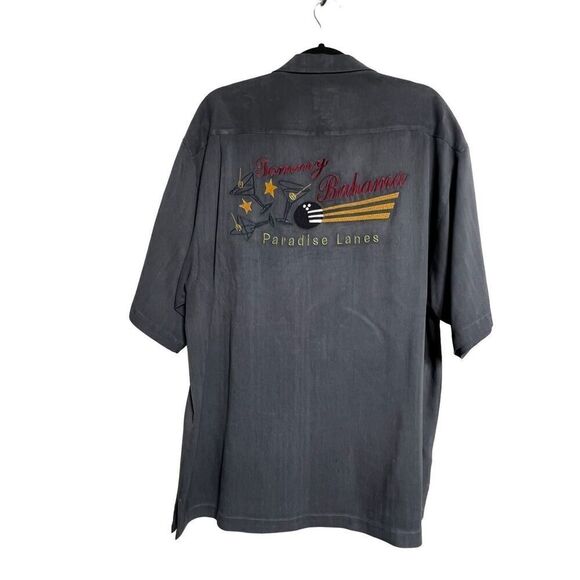 Tommy Bahama Paradise Lanes Grey Silk Button Up Shirt Size Large - Picture 2 of 5